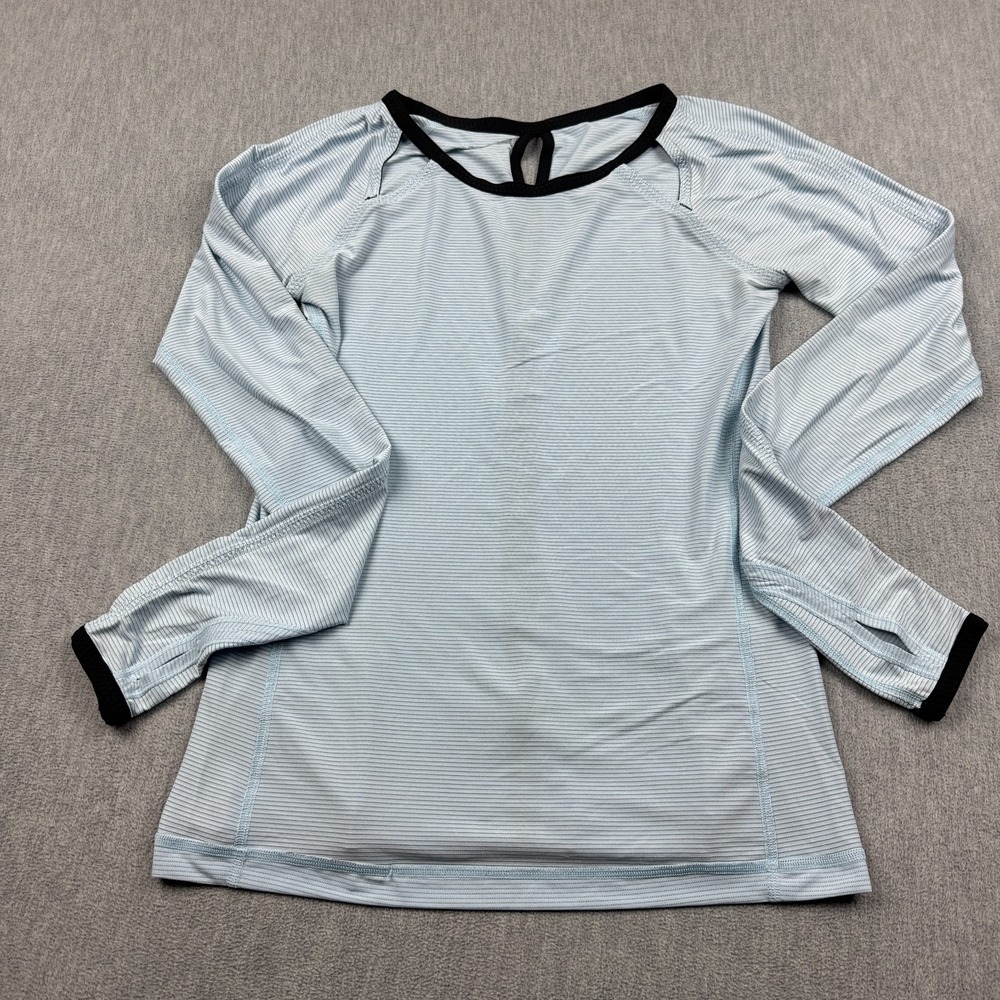 Lululemon Shirt Womens 6 Blue Stretch Long Sleeve Yoga Gym Athletic Workout